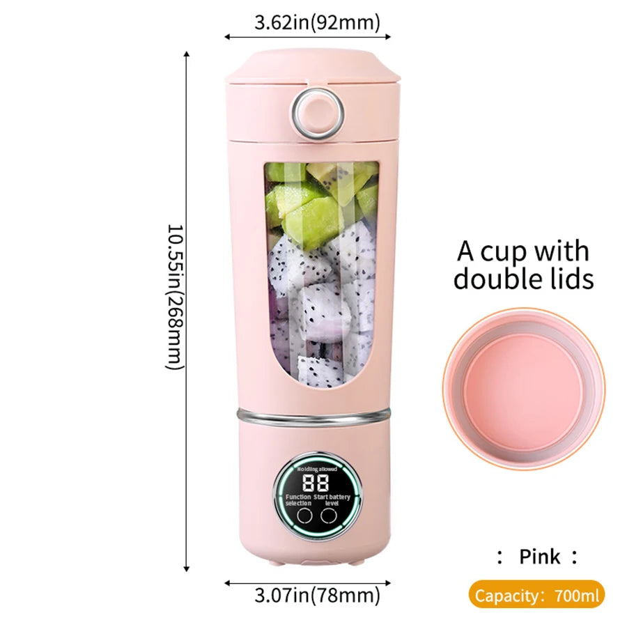 Electric juicer, portable digital blender, USB charging juicer, suitable for making smoothies, milkshakes, and fruit juices