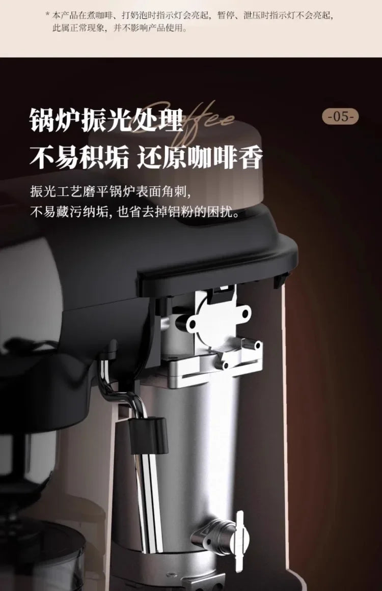 220V Bear Coffee Maker Small Home Espresso Semi Automatic Office All in One American Hand Grind Brew Machine CQ
