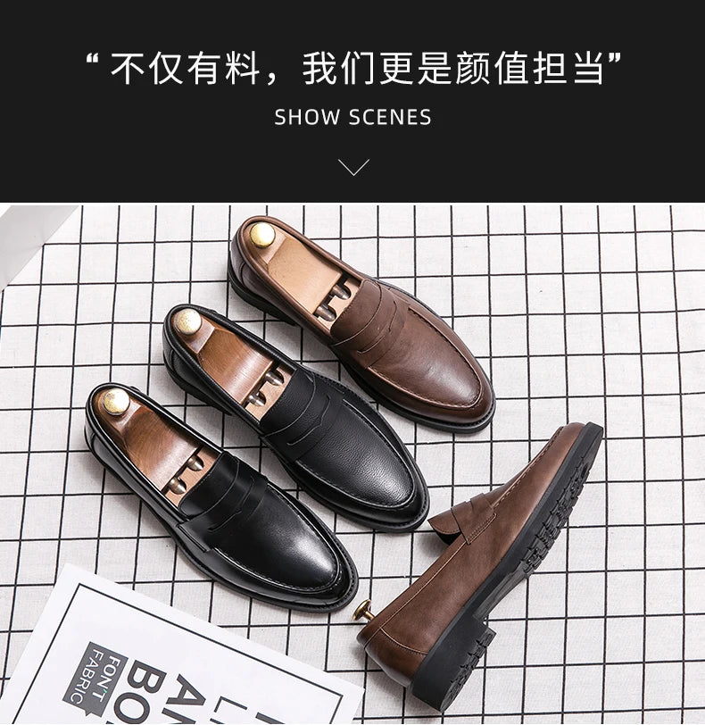 Men's Dress Shoes Formal Office Leather Brogues Shoes Male High Quality Casual Business Shoes Men Social Leather Loafers For Man