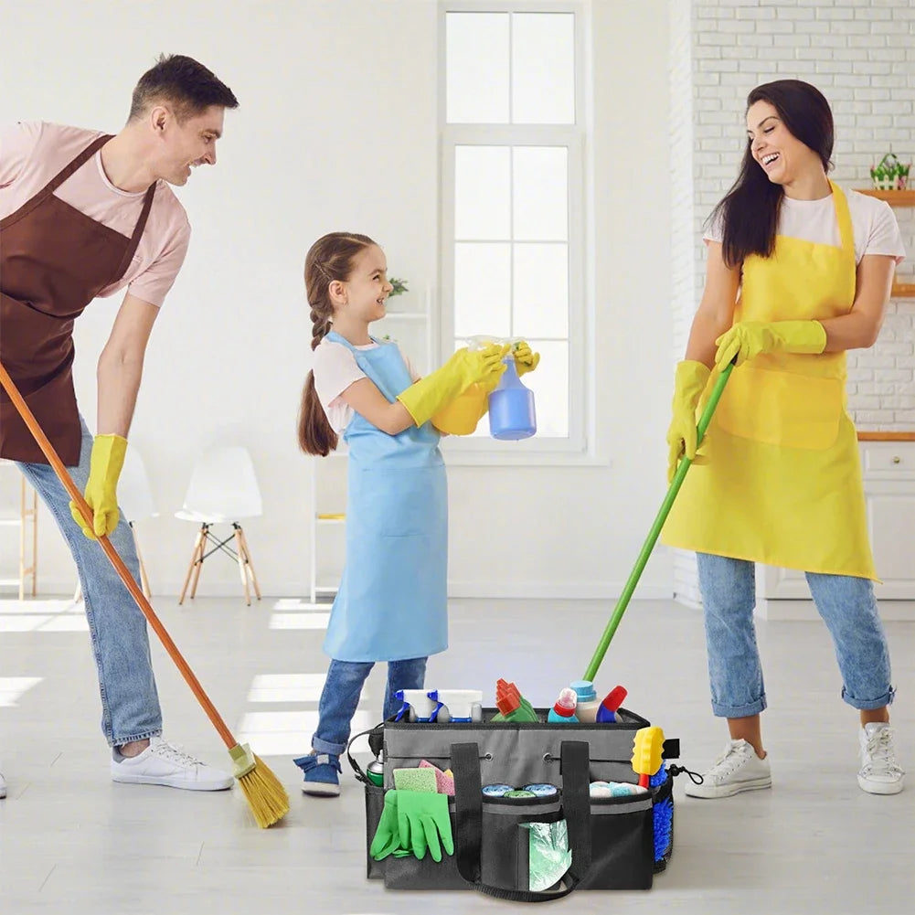 Large Cleaning Supplies Organizer with Handle Kitchen Cleaning Supplies Storage Bag Detachable Divider for Cleaners Housekeepers