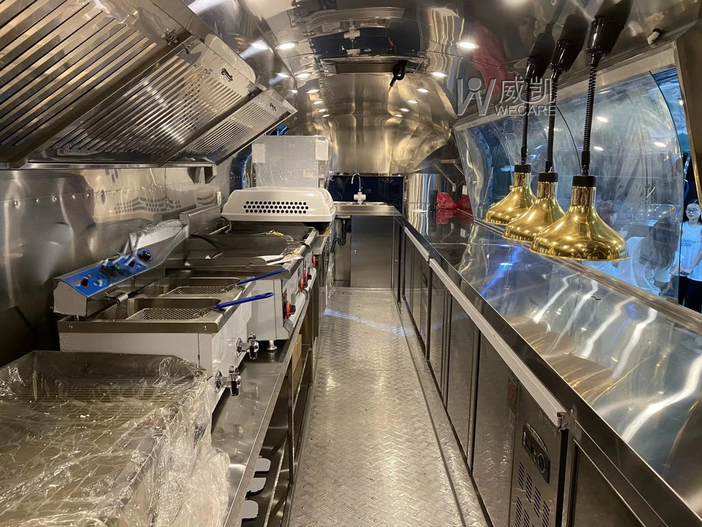 Mobile Restaurant Catering Trailer Fully Equipped Stainless Steel Coffee Shop Bar Taco Pizza Food Truck Full Kitchen