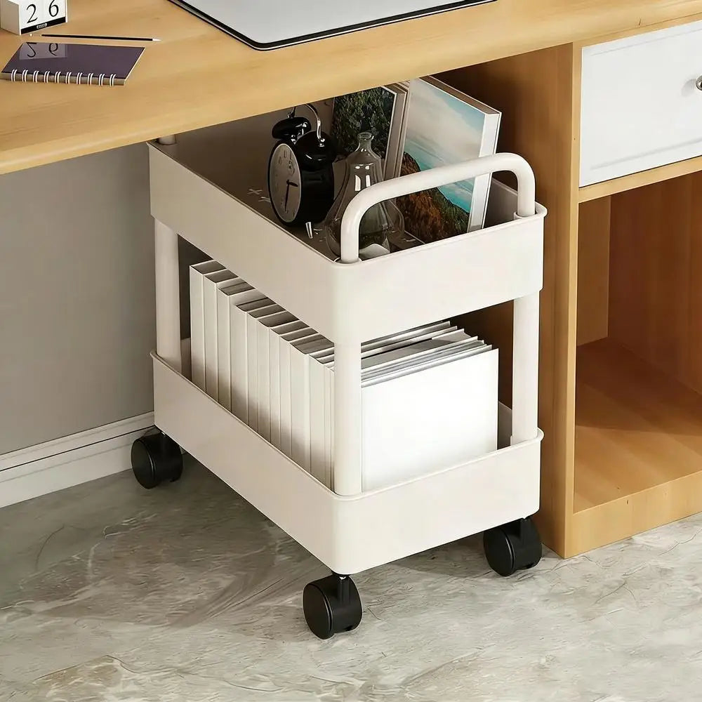 Kitchen Storage Rack 2 Tier Storage Stand With Wheels Space-saving Organizer For Home Athroom Pantry Laundry Dorm Workplace