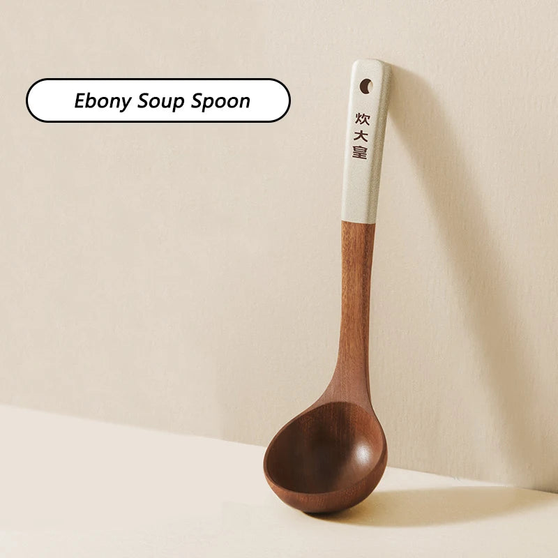 COOKER KING Ebony Wood Spatula Non Stick Pan Special Stir Fry Spatula Heat-Resistant Spatula Rice Soup Spoon Cooking Utensils