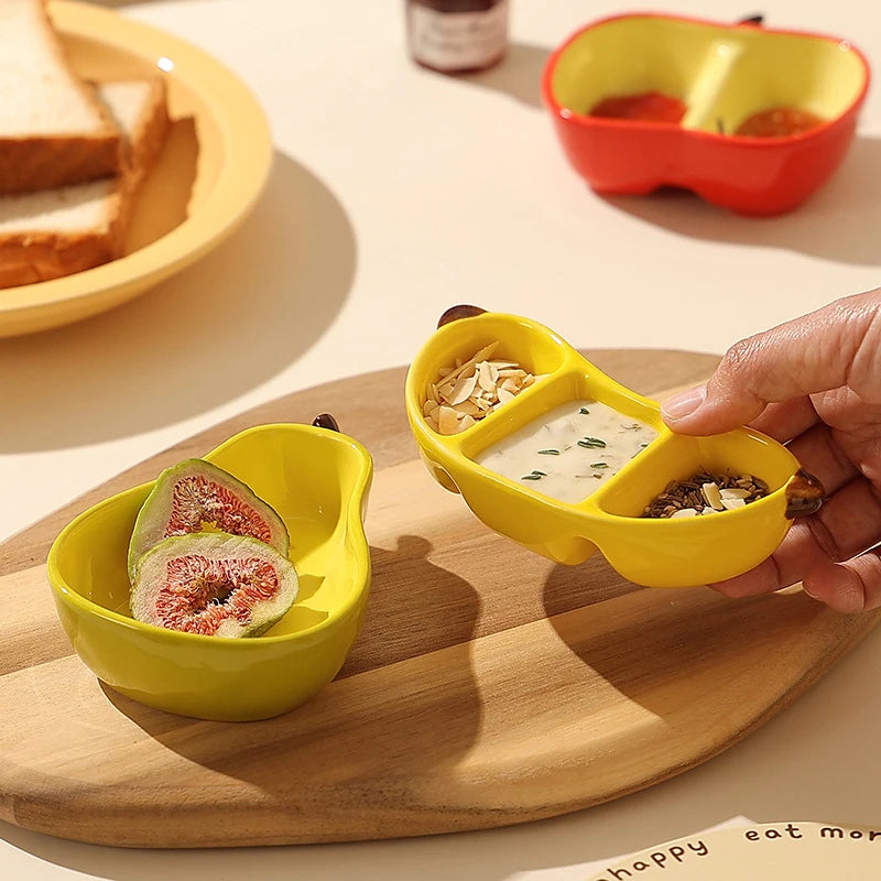 Creative Porcelain Dish Korean Style Cute Fruit Shape Ceramic Household Tableware Barbecue Hot Pot Sauce Condiment Dishes