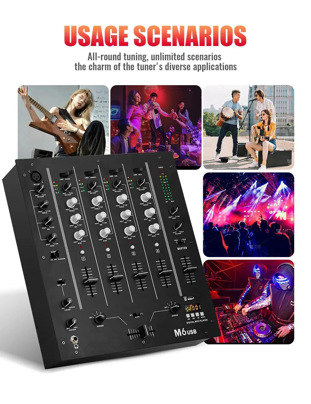 4-channel USB mixer DJ live stage bar KTV DJ mixer mixer live performance scratching
