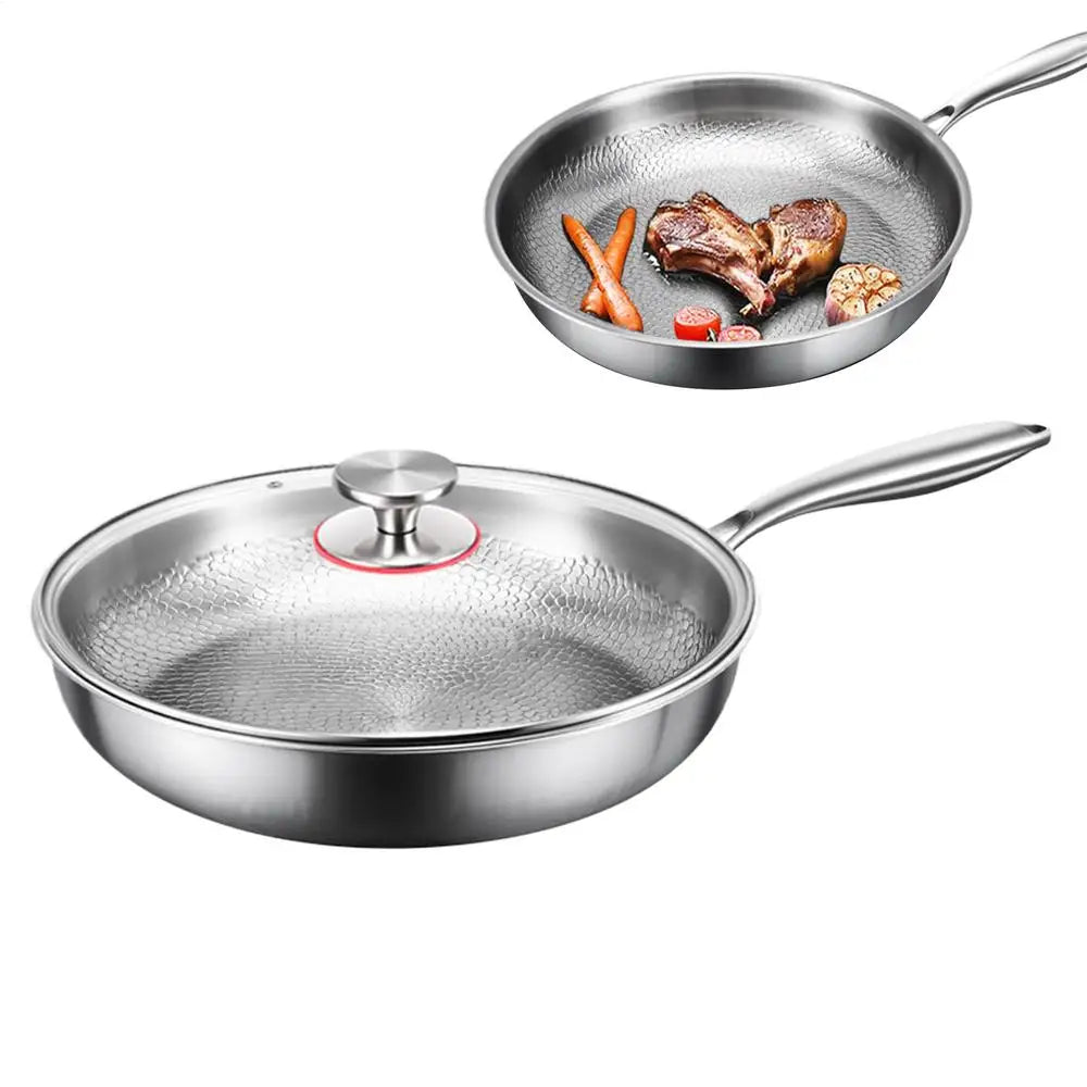 Saute Pan Frying Skillet with Lid Multi Functional Nonstick Cookware Titanium Hammered Skillet For Kitchen Cooking