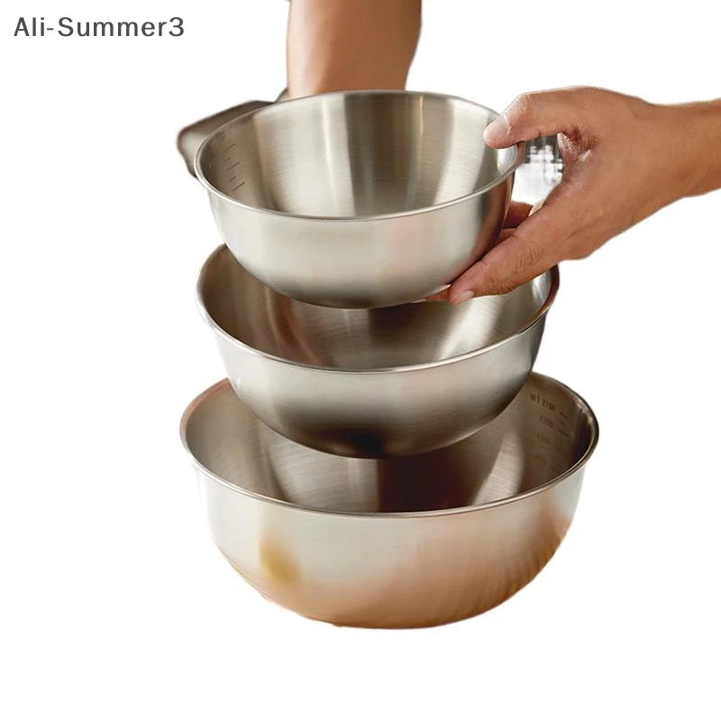 Stainless Steel Silver Salad Bowl Rice Noodles Lamian Noodles Bowl Kitchen Tableware Food Container