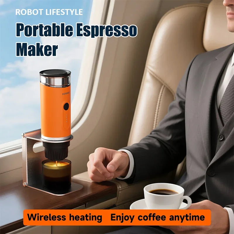 Portable Coffee Maker with 2-In-1 System Heating Water  Large-capacity Battery 9000mAh  for Outdoor Camping Travel  Hotel Office