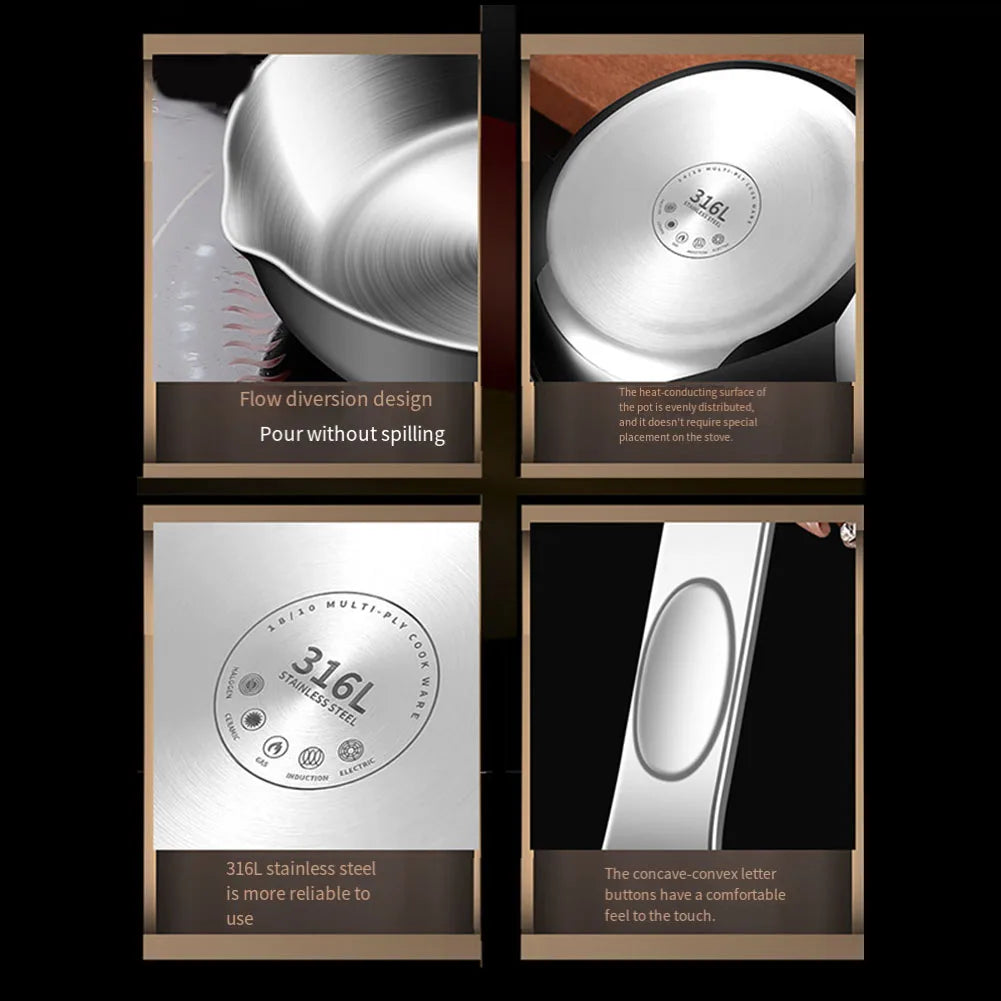 Mini Frying Pan 316 Stainless Steel Omelet Pan Frypan Pot Fried Eggs Sauce Pan Mini Skillet For Butter Kitchen Cookware