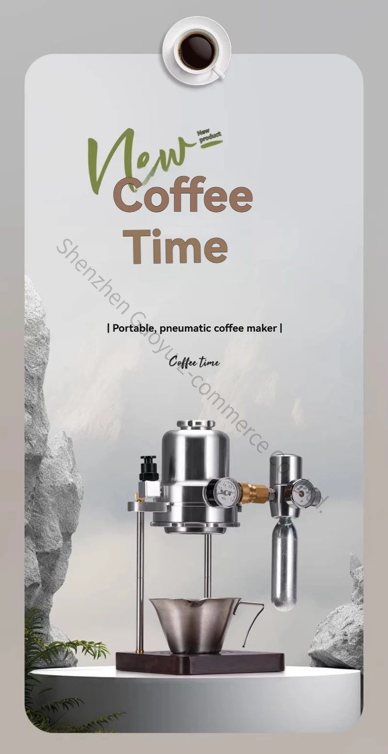 New Portable Manual Espresso Coffee Maker, Mini Air Pump Pneumatic Machine for Camping Office Home, Compact Metal Body