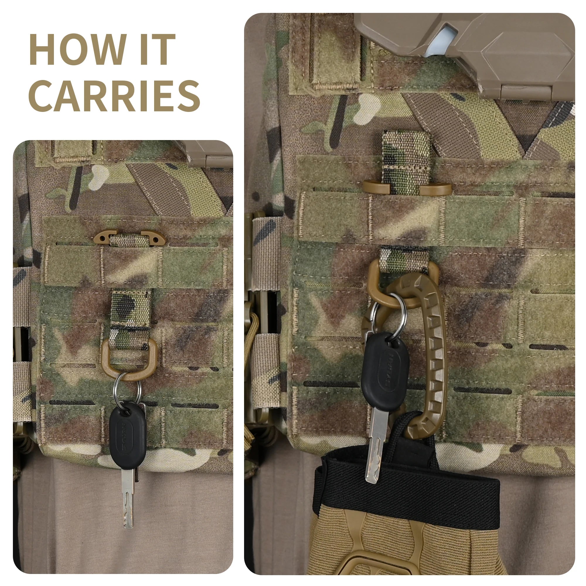 Tactical Gear Molle Clip D Hook,T-Mount Molle Key Holder Plastic Carabiner for Glove Clip Tactical Backpack Belt Accessories