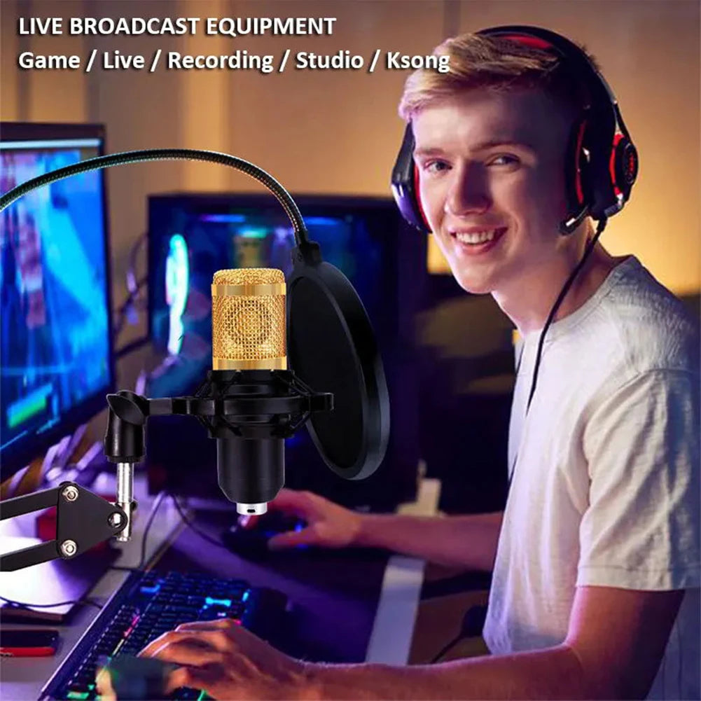 BM800 Microphone V8 Sound Card Podcast Equipment Professional Audio Condenser Mic Kit for Live Broadcasting Studio Recording