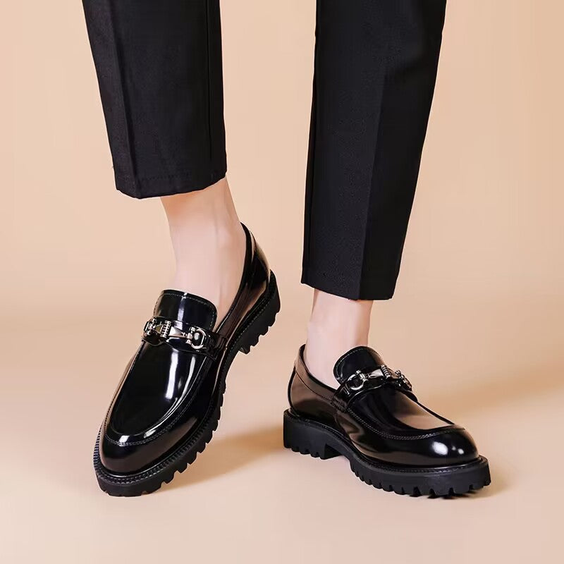 Men's Business Formal Leather Shoes Man Casual Leather Shoes Loafers Casual Business Wedding Shoes for Men Round Toe Slip-On