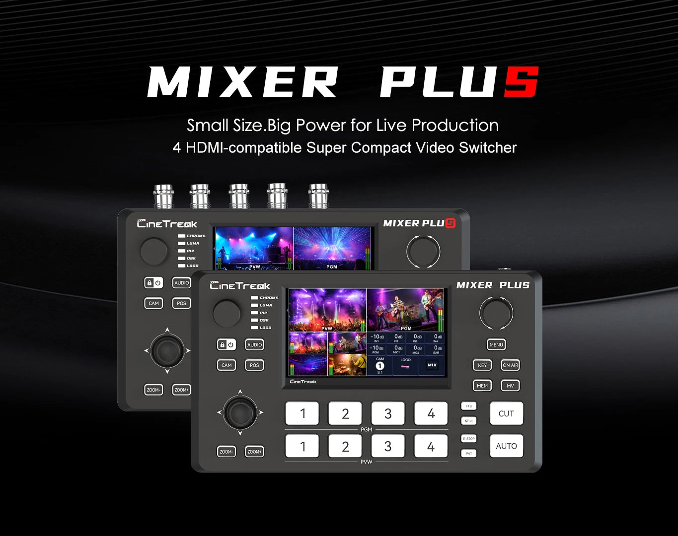 Cinetreak Mixer Plus 4 Channel HDMI-compatible Output Live Video Switcher with 4.5" Real-time Multi View Monitoring