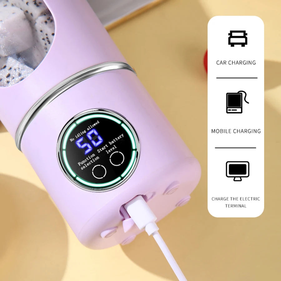 Electric juicer, portable digital blender, USB charging juicer, suitable for making smoothies, milkshakes, and fruit juices