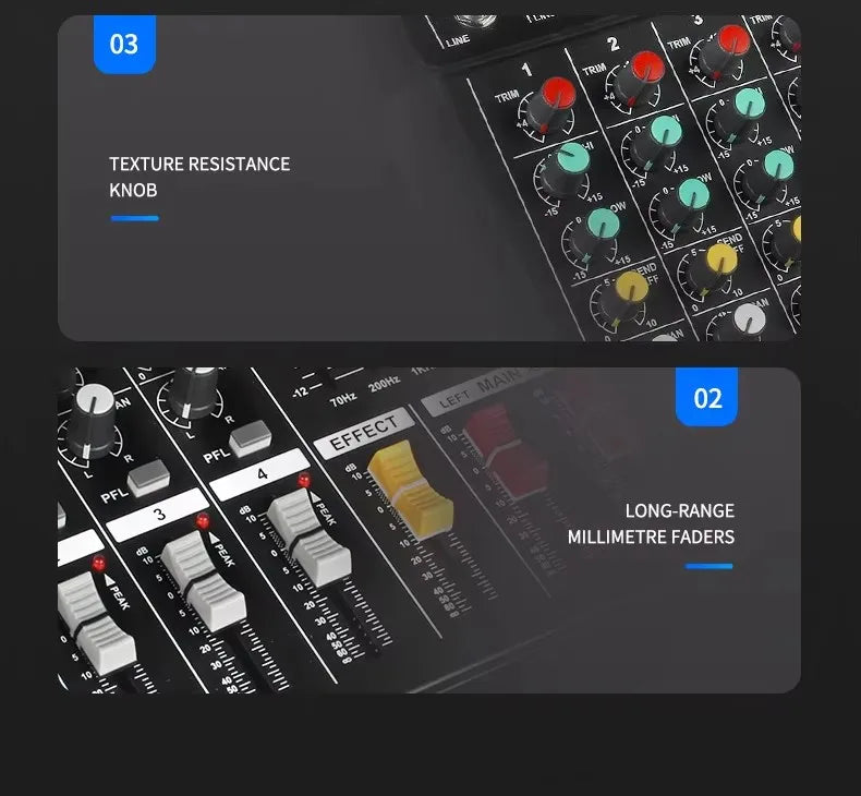 DJ Audio Mixer Amplifier 4 Channel 500w Stage Equipment Computer Digital Mixer Mobile Bluetooth DJ Mixer for PC Performance