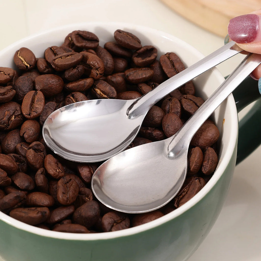 Silver Long Handle Stirring Dessert Spoons Stainless Steel Coffee Spoon Dessert Seasoning Tools Home Kitchen Accessories