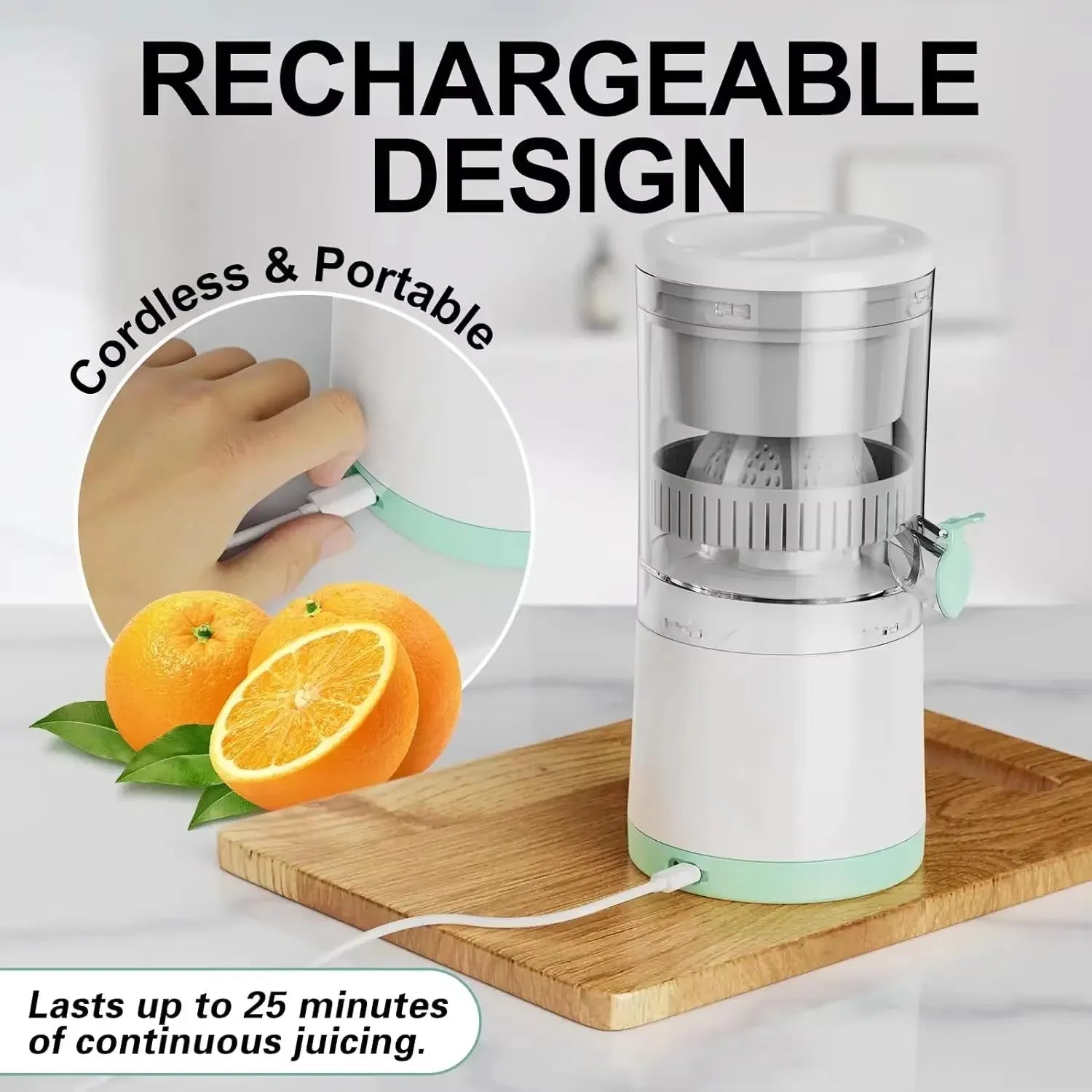 Portable USB Juicer Fully Automatic Fruit Juice Extractor Household Electric Squeezer for Orange Lemon
