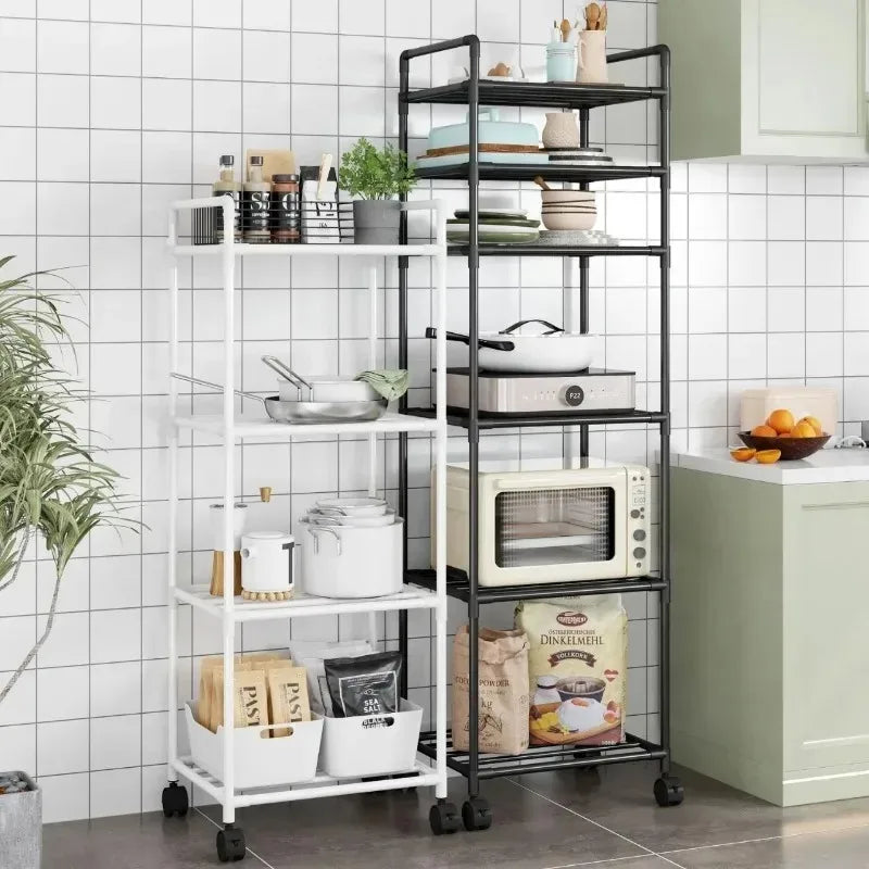 Kitchen multi-layer floor storage rack, household removable storage rack integrated wall rack