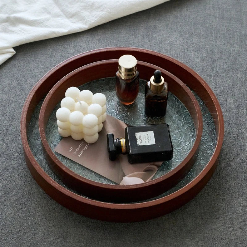 Table Organizer Tray Storage Tray Walnut Wood Tray For Cutlery Serving Spoons Cooking Utensils Teapot Teacup Snack ﻿Tray