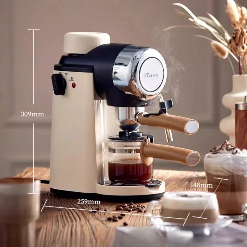 220V Bear Coffee Maker Small Home Espresso Semi Automatic Office All in One American Hand Grind Brew Machine AG