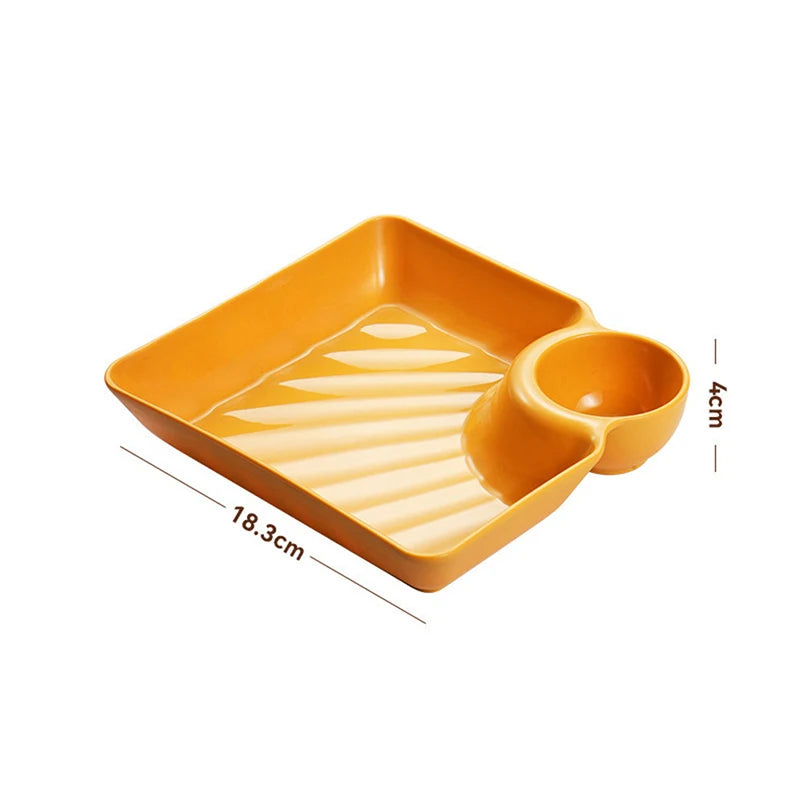 Large Square Dumpling Plate with Vinegar Space Snack Platter Creative Separated Divided Tray Tableware christmas tableware