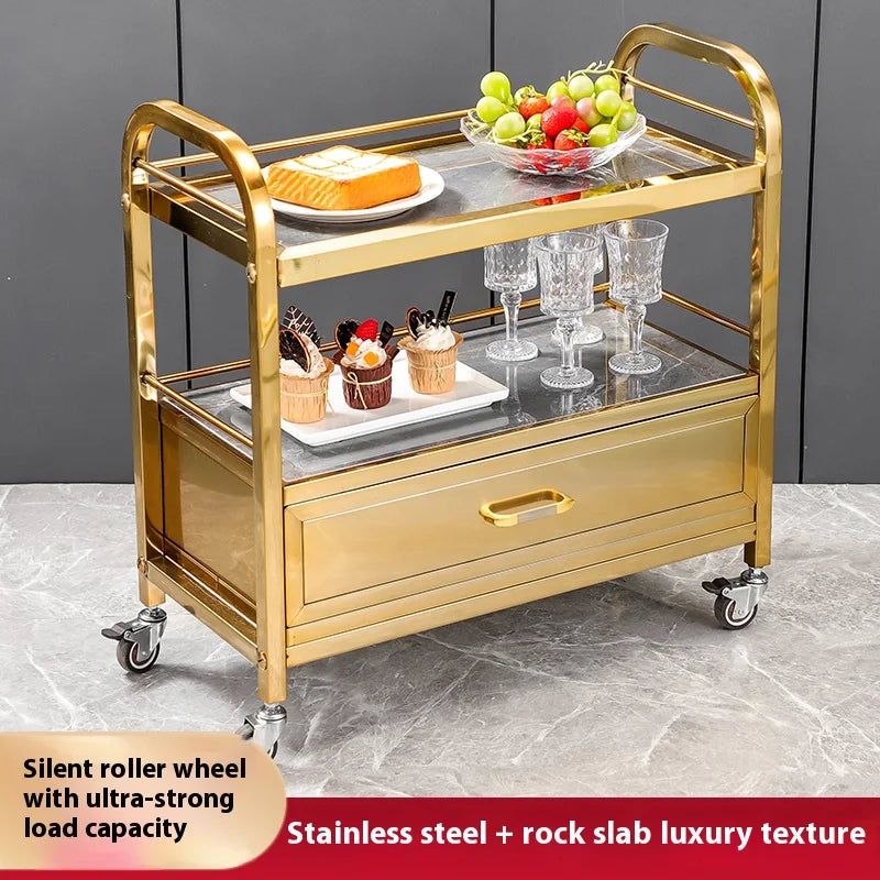 Stainless Steel Utility Cart Restaurant Bar and Hotel Dining Wine Cart Second-Hand Mobile Food Delivery Trolley