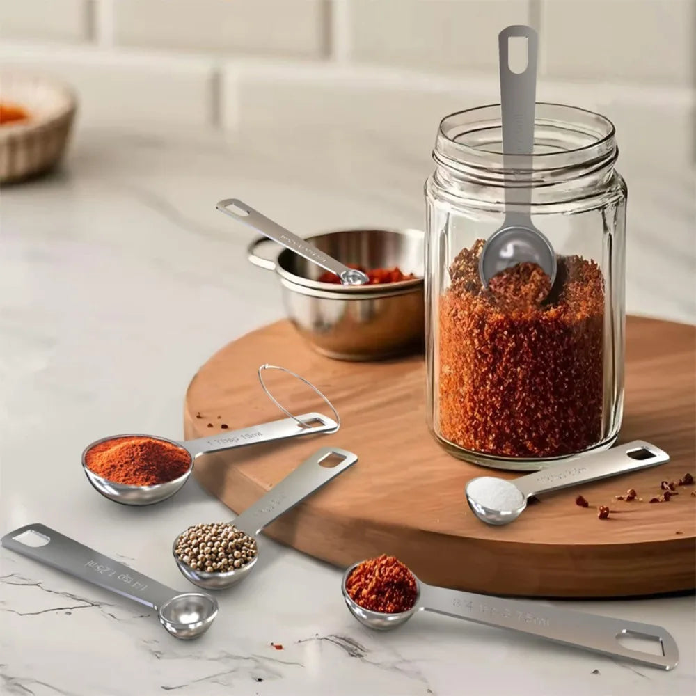 Stainless Steel Measuring Spoons Set Graduated Scoop Metric Imperial Scale Kitchen Baking Tools for Cooking Seasoning Coffee