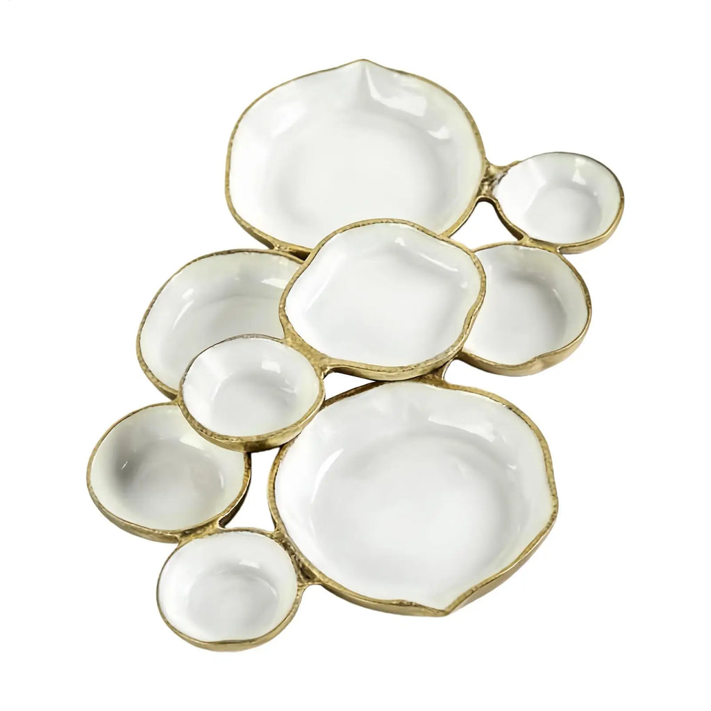 Cluster Serving Bowls 9-Grid Plate Decorative Dessert Plate Multi Bowl Platter With Compartments For Fruit Candy Meals