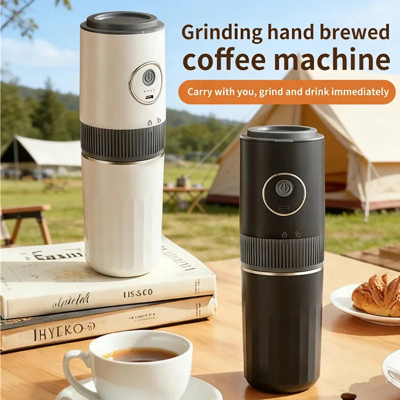 2-in-1 Portable Wireless Outdoor Camping Coffee Machine - Bean Grinding & Hand Brewing Portable Coffee Maker