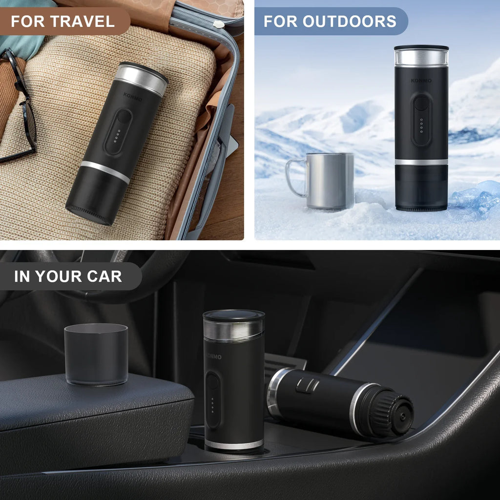 2-In-1 Portable Coffee Maker Fit Capsule Coffee Powder 1800mAh Battery for Outdoor Camping Travel Hotel Office