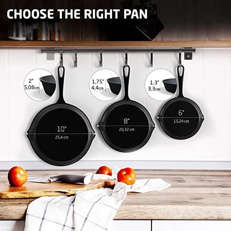 Cast Iron Skillet 14/16/20cm Frying Pan Iron Cookware Omelette Pancake Pot Oven Safe, Camping Cookware for Stove & Grill Use