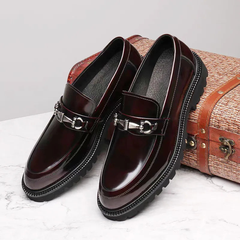 Men's Business Formal Leather Shoes Man Casual Leather Shoes Loafers Casual Business Wedding Shoes for Men Round Toe Slip-On