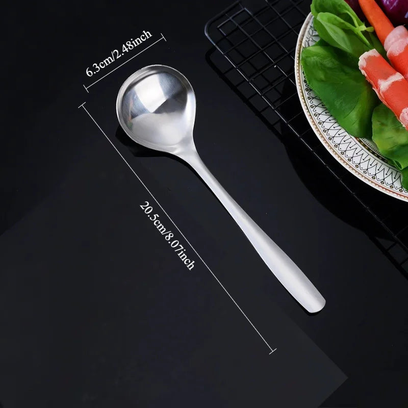 4-Pack Stainless Steel Soup Spoons Set - Elegant Durable Long Handle Tableware for Hot Pot Serving Spoons for Home, Restaurant