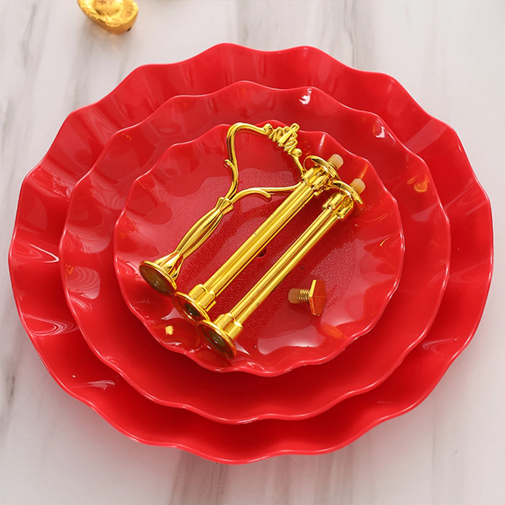 Plastic Dessert Display Table Wavy European And American Style Buffet Tea Break Cake Dessert Service Tray Fruit Plate Display