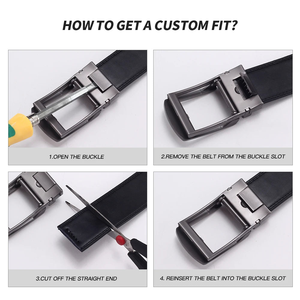 Business Dress Belt Men Soft Genuine Leather Automatic Buckle Trouser Belt  High-end Men Belt Great Gift for Men Waist Strap