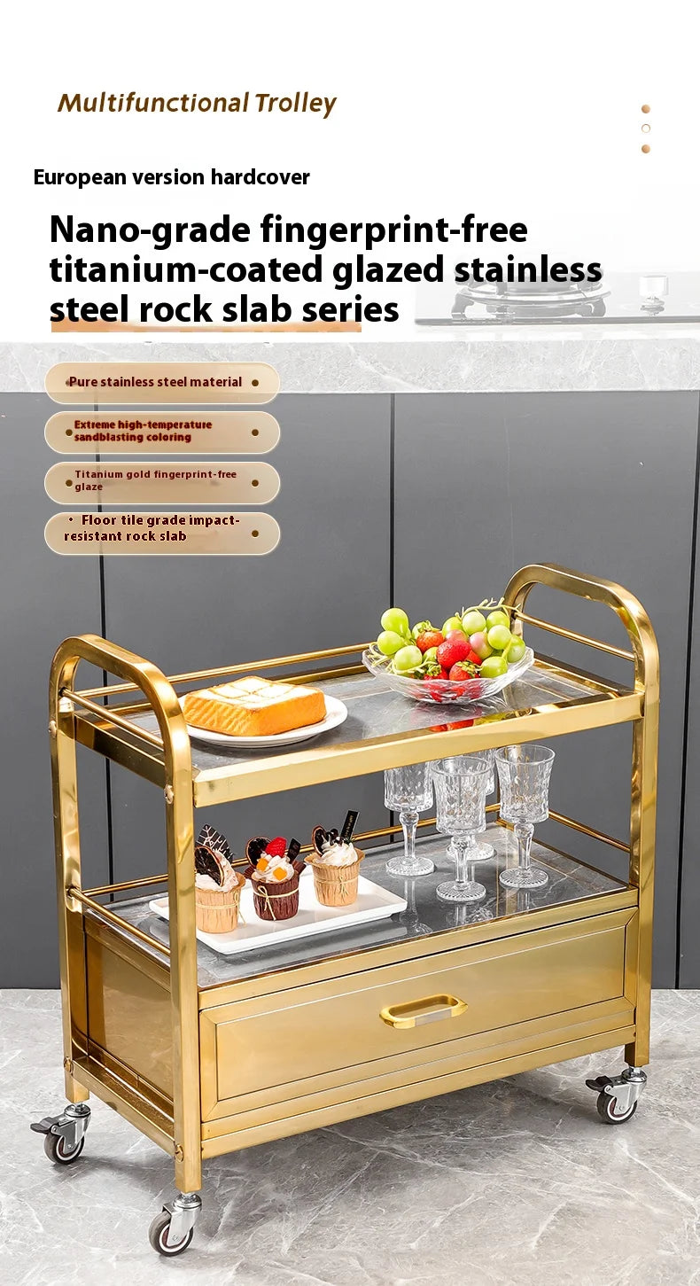 Stainless Steel Utility Cart Restaurant Bar and Hotel Dining Wine Cart Second-Hand Mobile Food Delivery Trolley