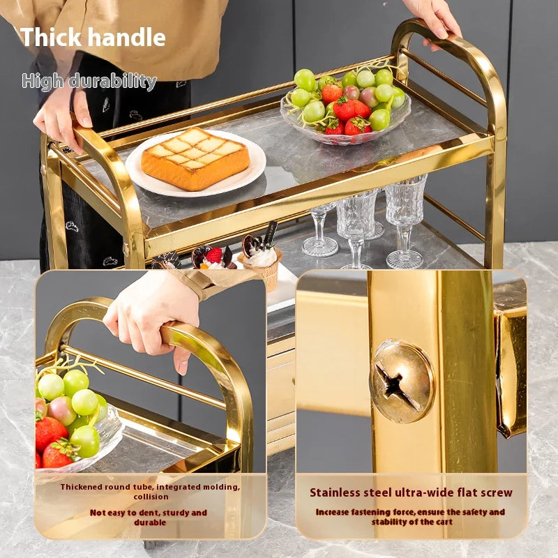 Stainless Steel Utility Cart Restaurant Bar and Hotel Dining Wine Cart Second-Hand Mobile Food Delivery Trolley