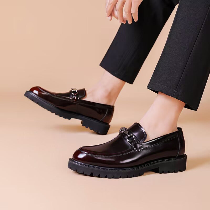 Men's Business Formal Leather Shoes Man Casual Leather Shoes Loafers Casual Business Wedding Shoes for Men Round Toe Slip-On