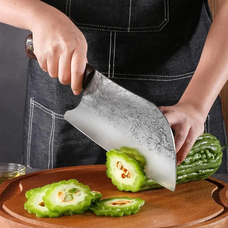 Hand Forged Knife High Carbon Butcher Knives Multifucntional Kitchen Meat Cutting Stainless Steel Wood Handle BBQ Cooking Knife
