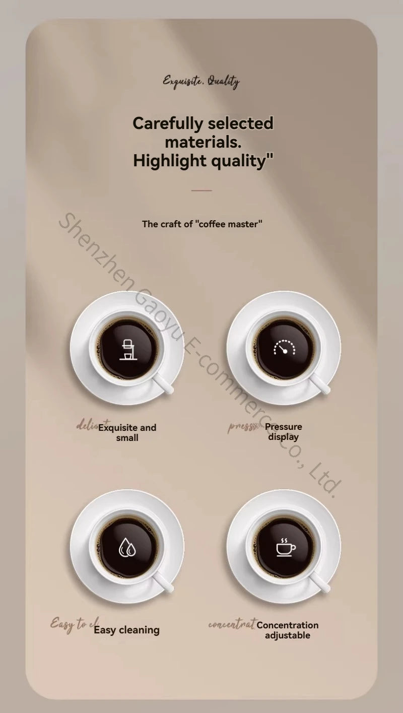 New Portable Manual Espresso Coffee Maker, Mini Air Pump Pneumatic Machine for Camping Office Home, Compact Metal Body