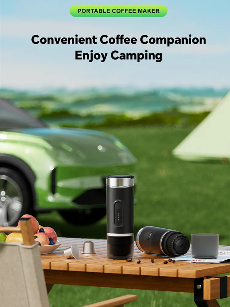 Portable Coffee Maker with 2-In-1 System Heating Water  Large-capacity Battery 9000mAh  for Outdoor Camping Travel  Hotel Office