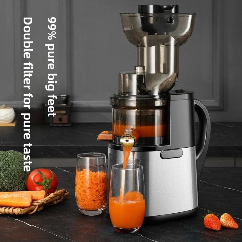 Household juicer, multifunctional fruit machine with vegetable cutter, large feed opening, fully automatic electric juice-separa