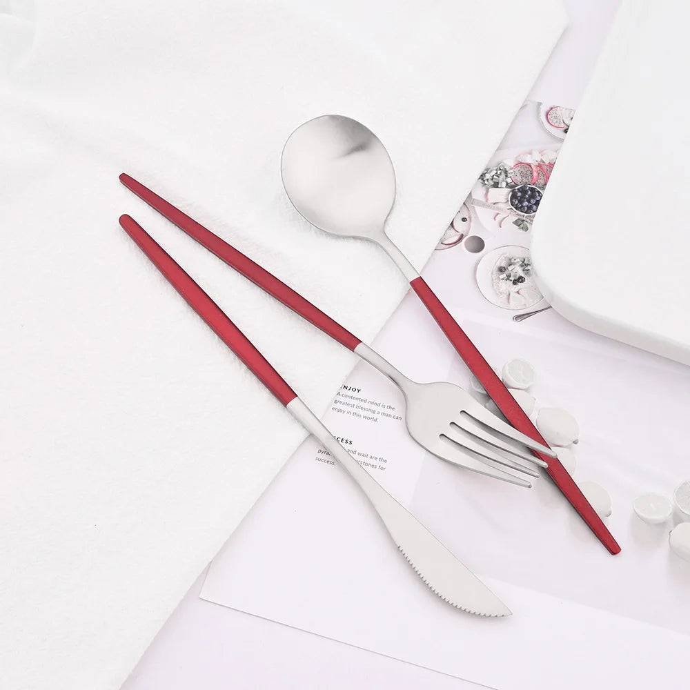 30Pcs Blue Silver Dinnerware Set Dinner Knife Fork Tea Spoon Cutlery Set Stainless Steel Tableware Western Home Kitchen Flatware