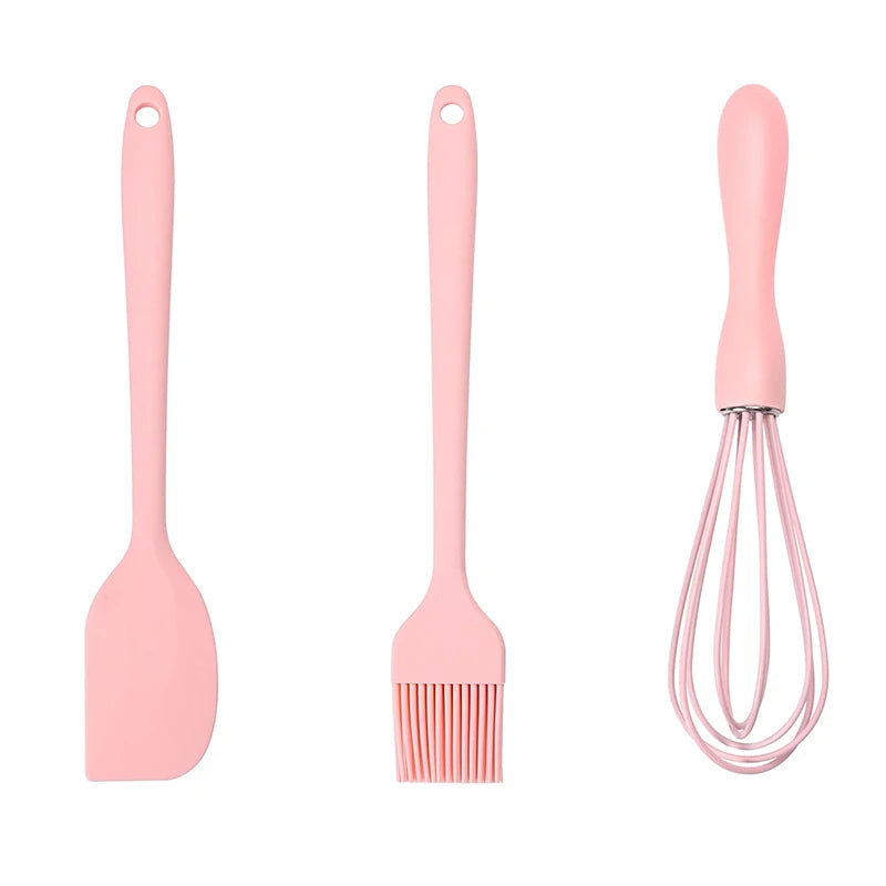 3‑in‑1 Heat‑Resistant Silicone Baking Kit Non‑Stick Kitchen Gadgets Including Spatula Scraper Egg Whisk & BBQ Oil Brush