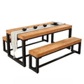 Restaurant Furniture Wood Dining Table Set Table with Bench  Custom  Solid Wood Table and Bench with Fast Delivery