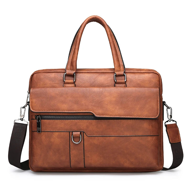 Men Waterproof Business Briefcase Large Capacity Laptop Shoulder Crossbody Commute Bag