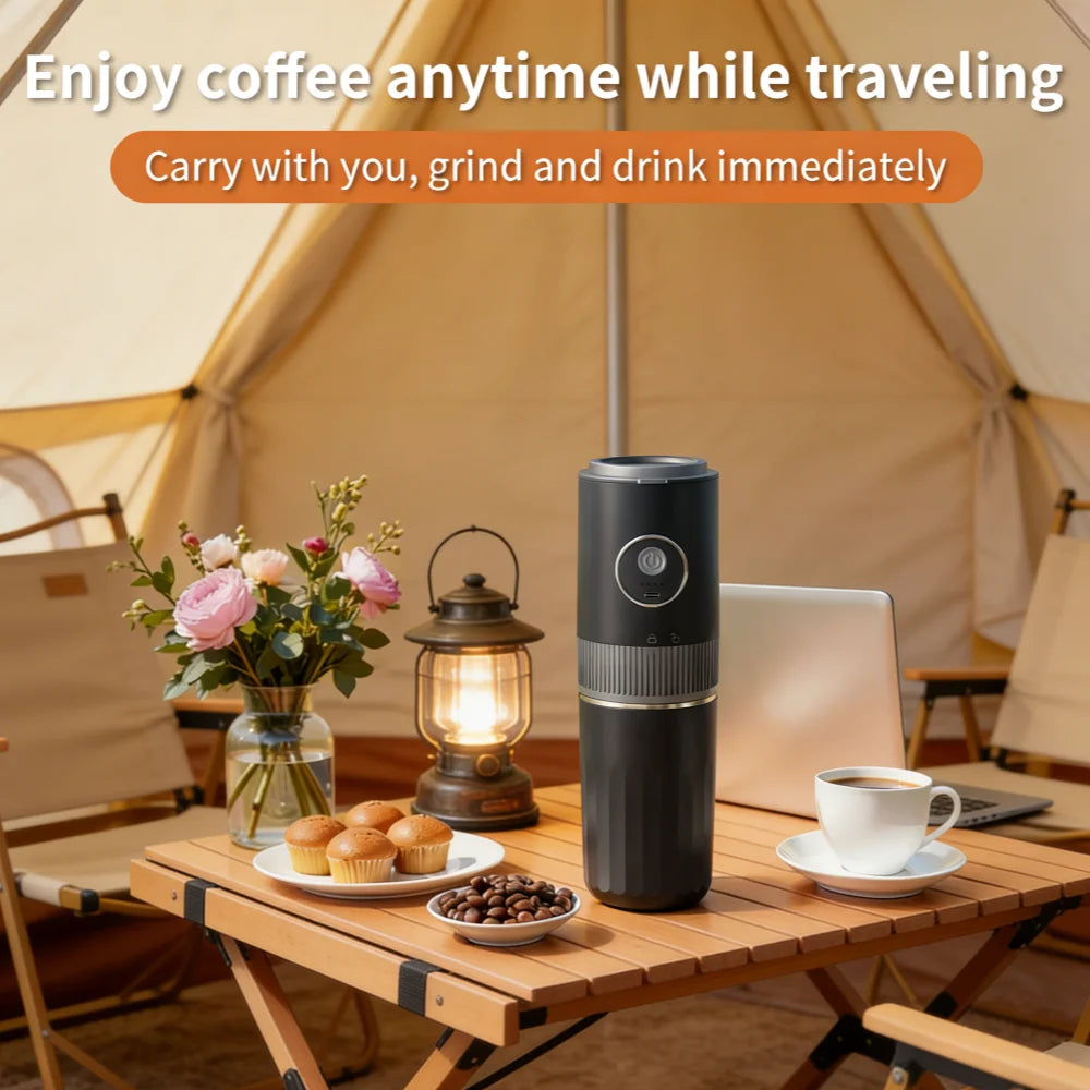 All-in-One Coffee Maker Travel-Friendly Handheld Espresso Machine with Built-in Grinder Mini Pour over Cup for Home And Outdoor