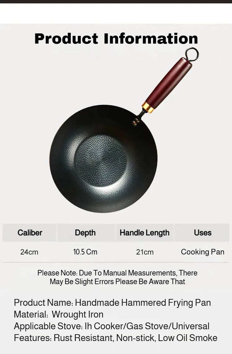 Household Non-stick Pan without Coating - 24cm Mini Wok with Lid,for Kitchen,Easy to Clean,Ideal for Small Meals & Daily