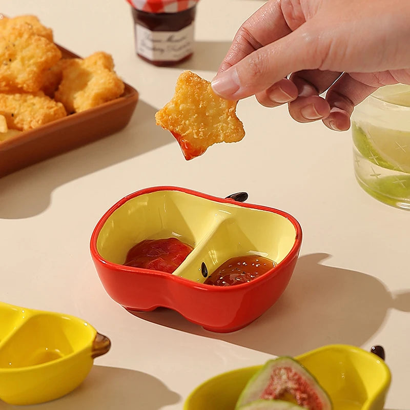 Creative Porcelain Dish Korean Style Cute Fruit Shape Ceramic Household Tableware Barbecue Hot Pot Sauce Condiment Dishes